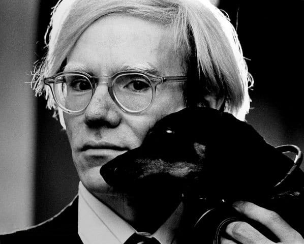 Andy Warhol with his dachshund Archie, 1973, by Jack Mitchell